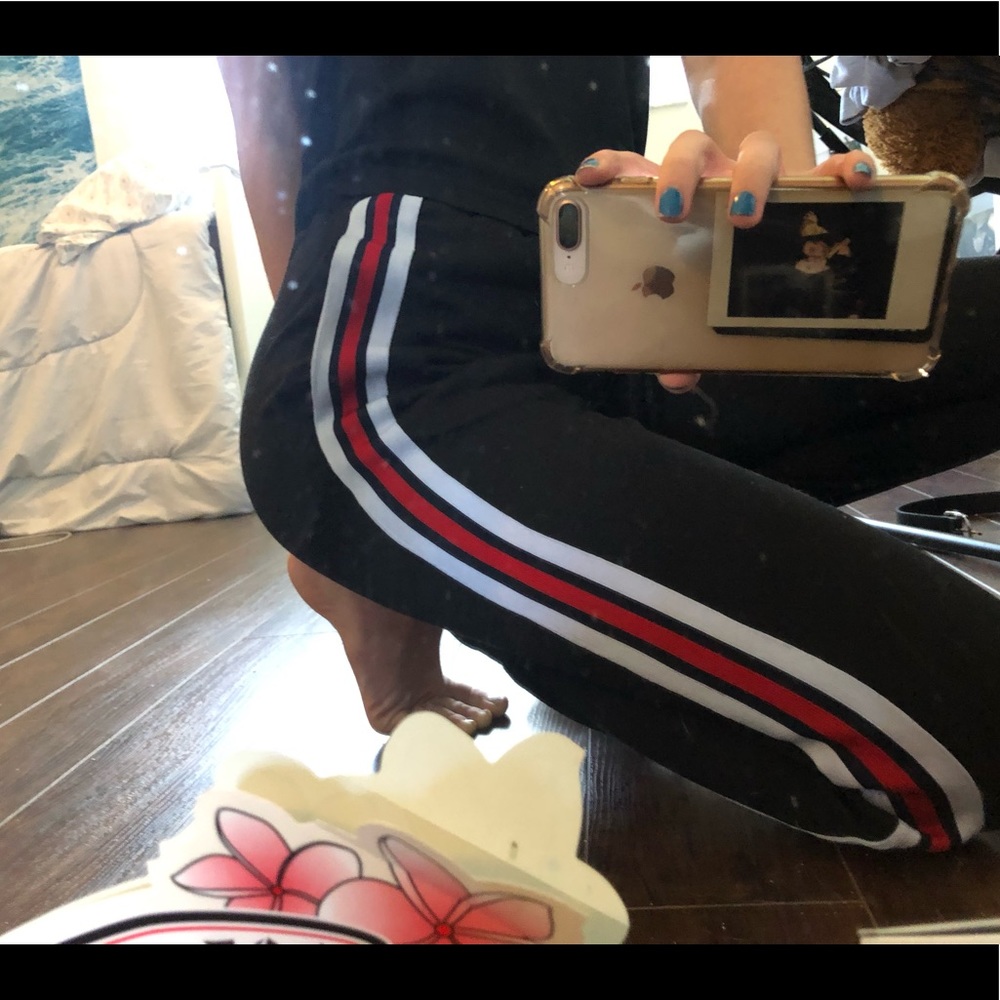 Trendy Black with red race stripe joggers